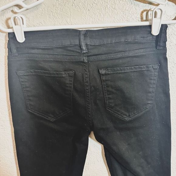 All Saints Mast Low Rise Black Denim Jeans Raw Hem Size 27 - Picture 6 of 9